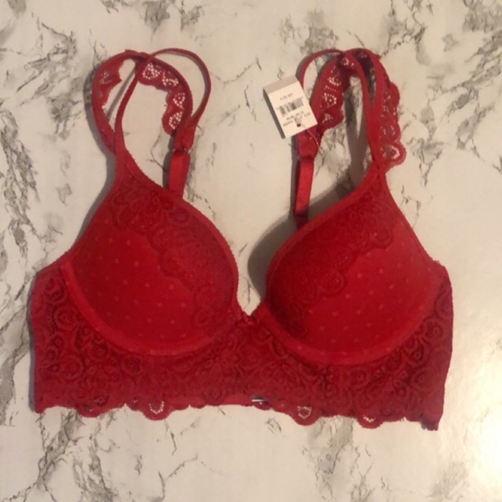 Aerie Red Lace Longline Push Up Bra - Picture 1 of 5